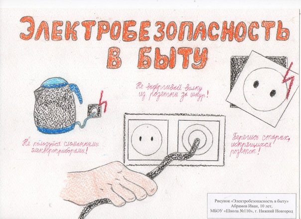 Плакат по электробезопасности в быту