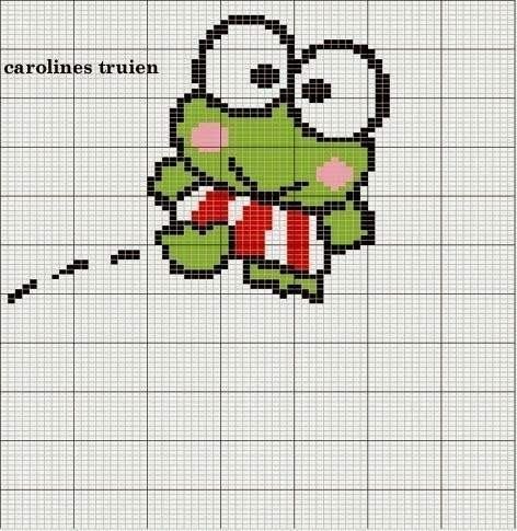 Keroppi схема для вышивки крестиком