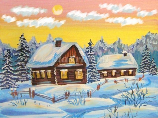 Рисунок на тему зимний пейзаж