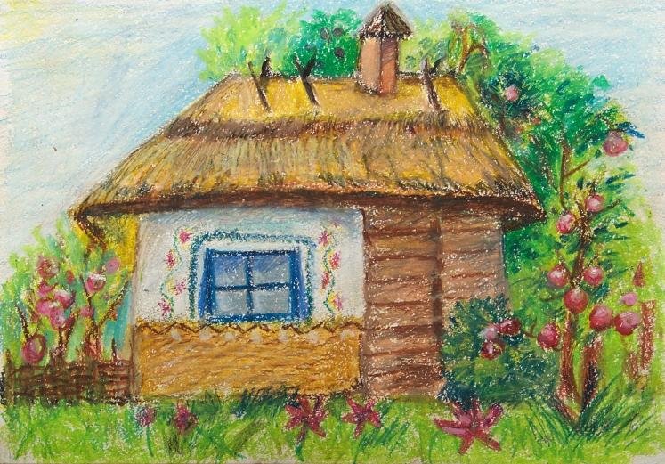 Дом казака рисунок курень