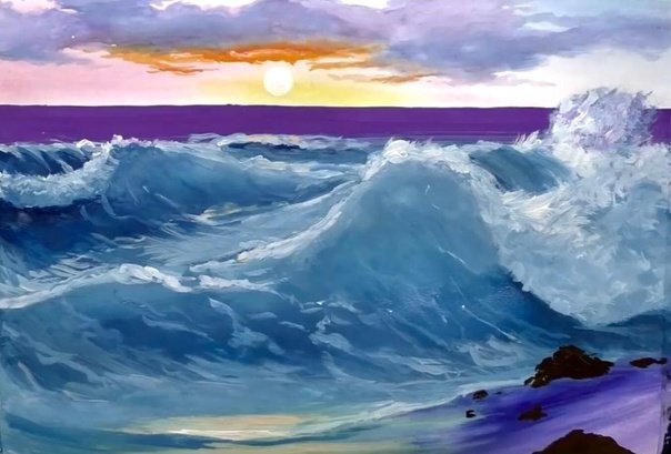 Море рисунок красками