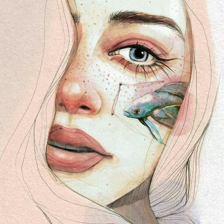 Рисунки акварелью девушки