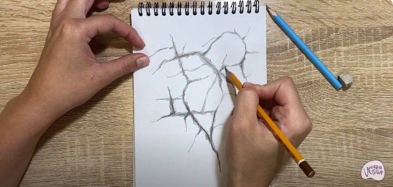 Трещина рисунок карандашом