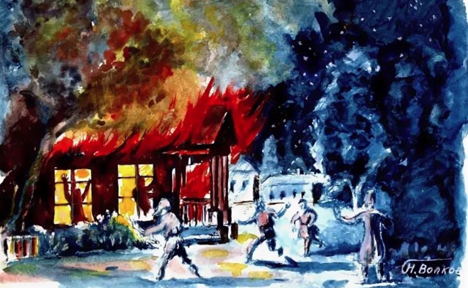 Иллюстрация Дубровский пожар в Кистенёвке