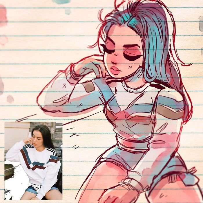 Художник toonimated портреты в стиле аниме