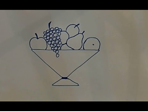 Рисунок ваза и фрукты легкий