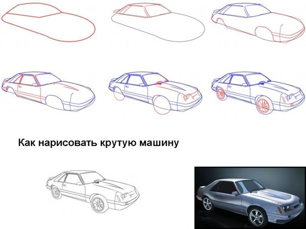 Рисунок машины карандашом
