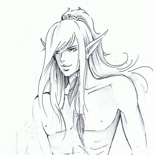 Рисунок эльфа карандашом для срисовки