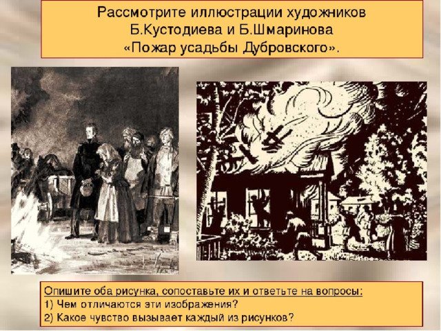 Иллюстрация к роману Дубровский пожар в Кистеневке