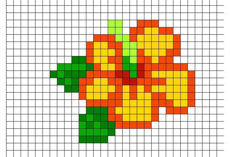 Рисование по клеточкам цветы