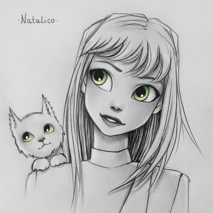 Рисунок кошки карандашом для срисовки