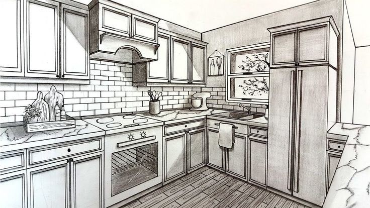 Кухня рисунок карандашом