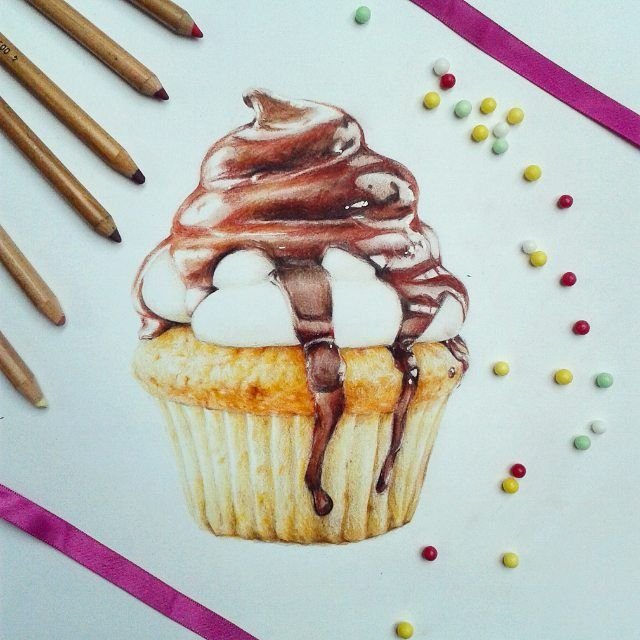 Рисунки маркерами еда