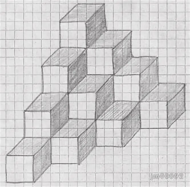Рисование объемных фигур по клеточкам