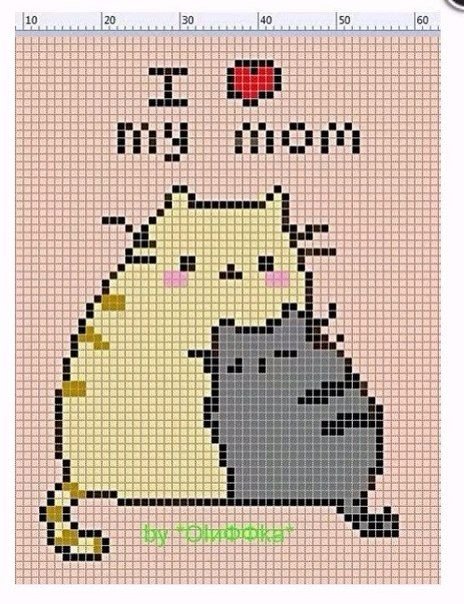 Рисунки котов по клеточкам