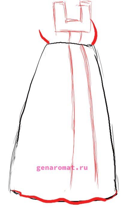 Поэтапное рисование сарафана