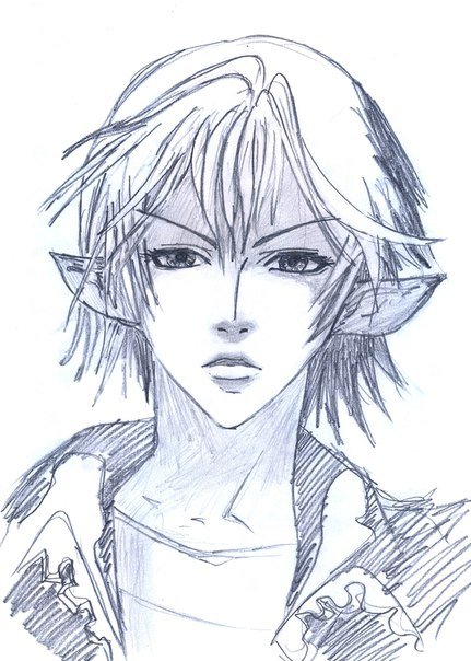 Эльф аниме рисунок карандашом