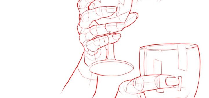 Hand with Glass draw