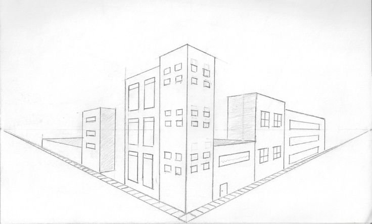 Рисунок здания карандашом