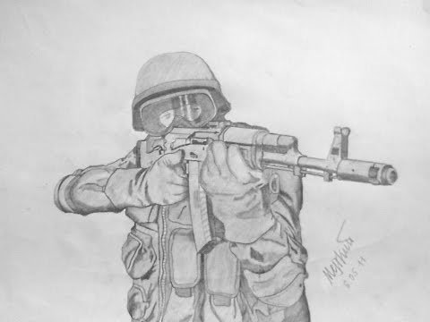 Рисунок спецназовца карандашом