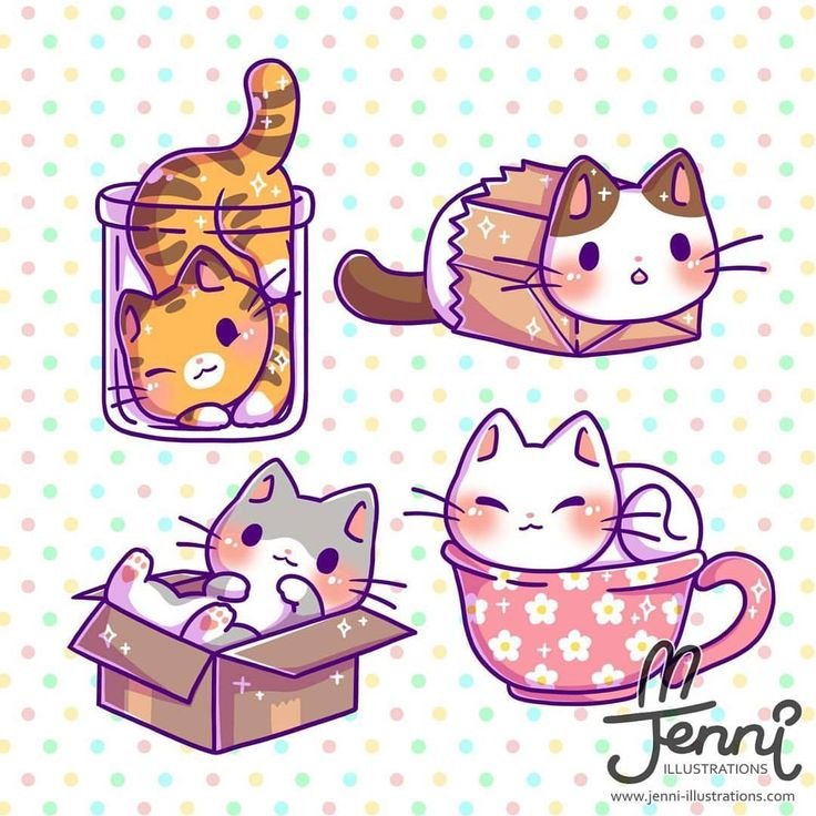 Кавайные наклейки котиков