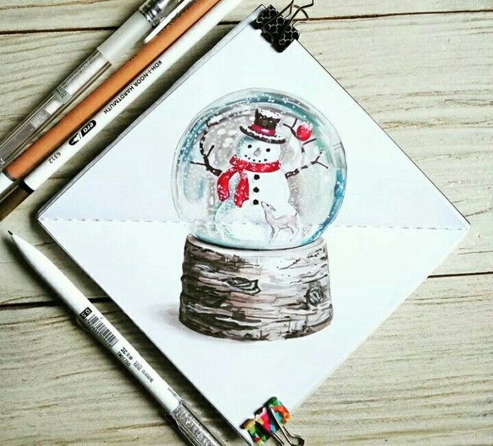 Новогодние рисунки маркерами