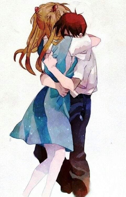 Asuka Evangelion поцелуй Синдзи