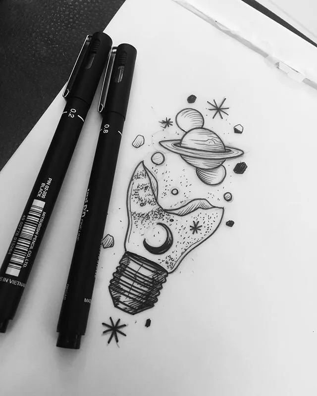 Рисунки чёрной гелевой ручкой