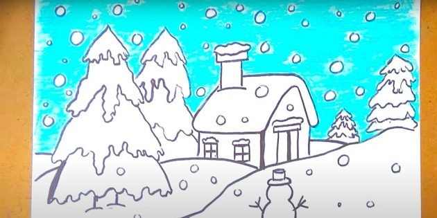 Рисунок на тему зима карандашом