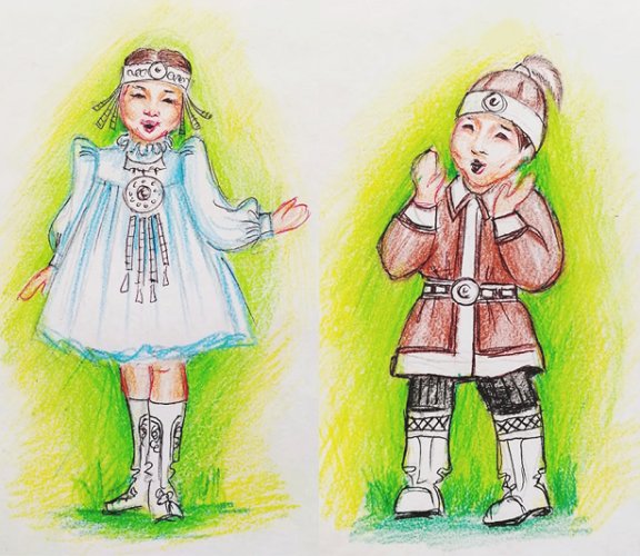 Национальная одежда якутов рисунок