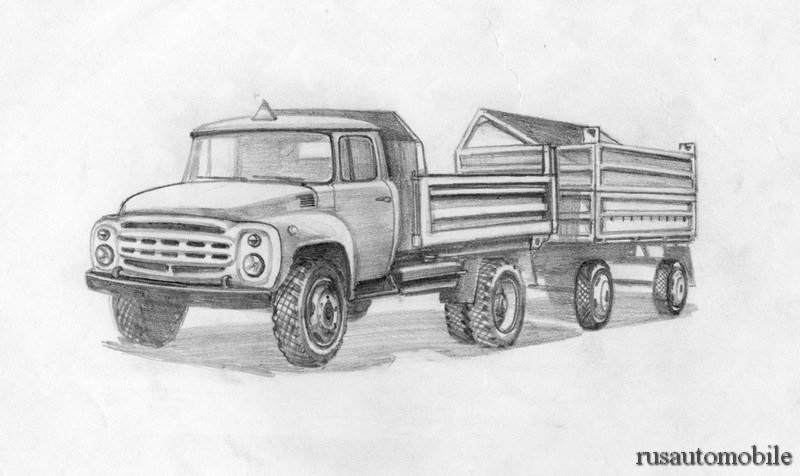 ЗИЛ-130 самосвал нарисовать