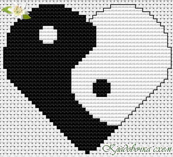 Инь Янь по клеточкам в тетради