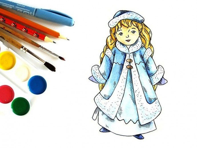 Рисунок Снегурочки для детей