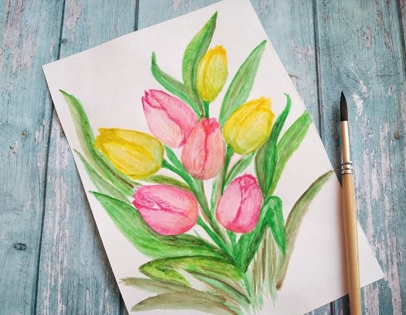 Рисование тюльпанов