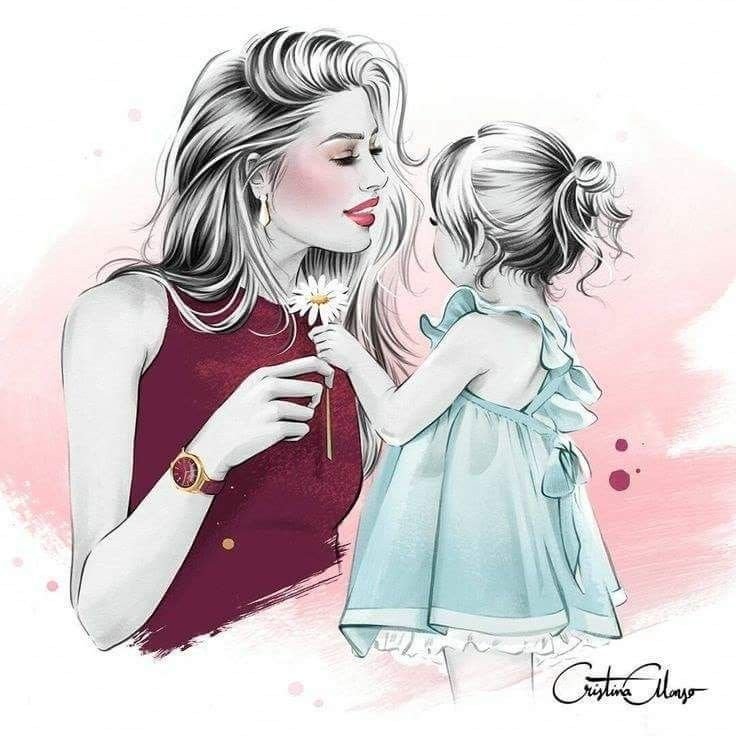 Мама и дочь рисунок