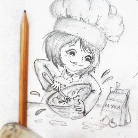 Повар рисунок карандашом