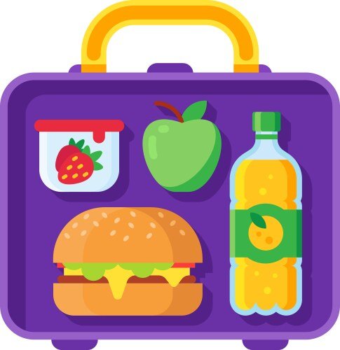 Нарисовать ланч бокс с продуктами