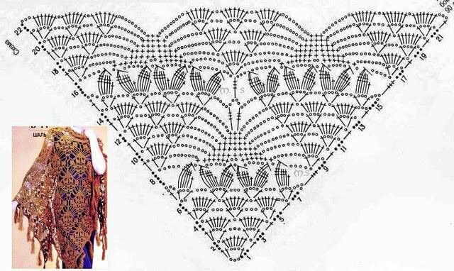 Шаль Crochet Shawl схема