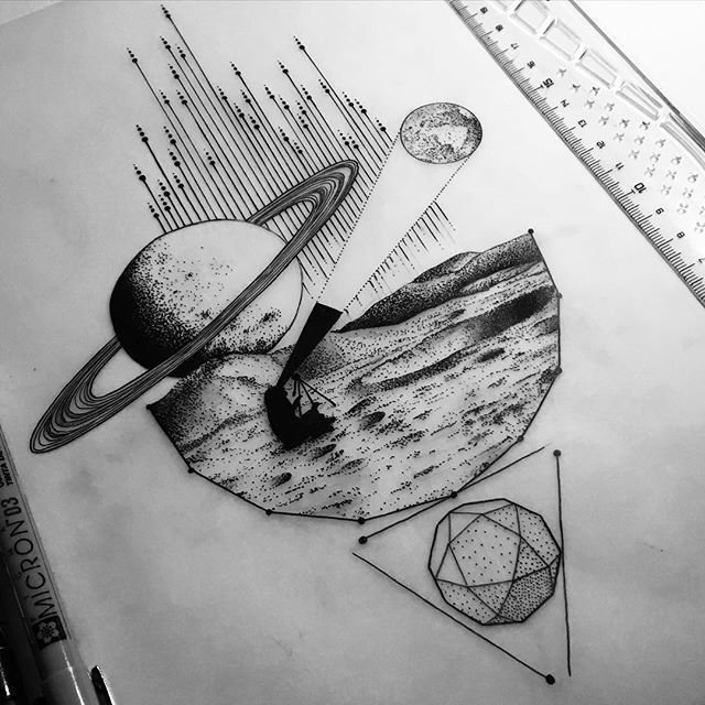 Космос рисунок карандашом