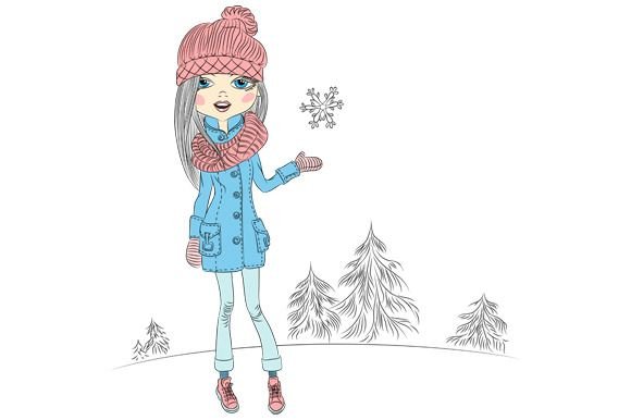 Девушка зима рисунок