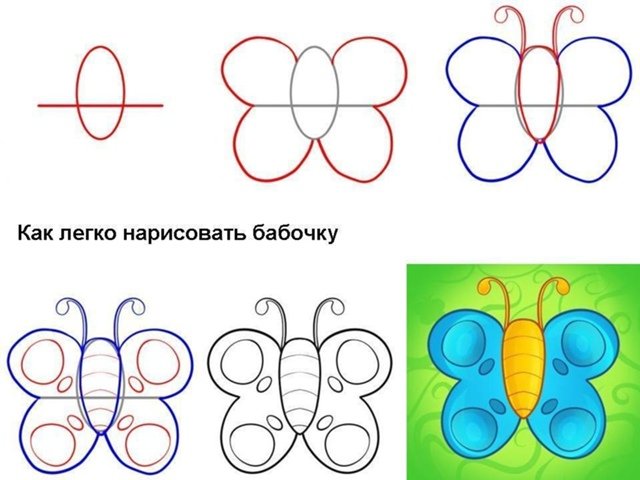 Легкий бабочки поэтапно