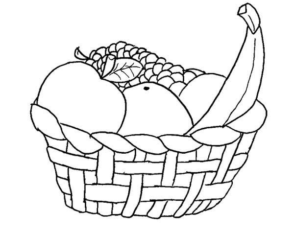 Рисование корзина с фруктами
