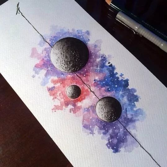 Планеты акварелью