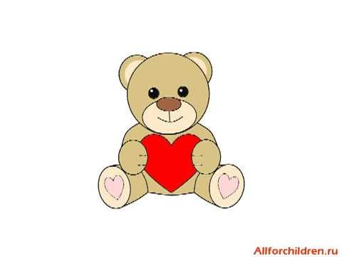 Медвежонок с сердечком рисунок