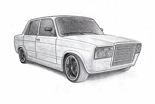 ВАЗ 2107 спереди эскиз