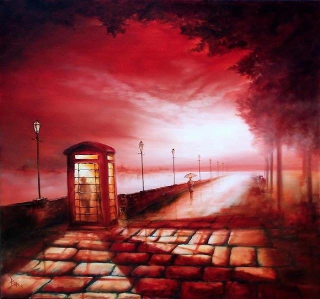 Пейзаж с красными фонарями