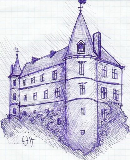 Рисунок здания карандашом