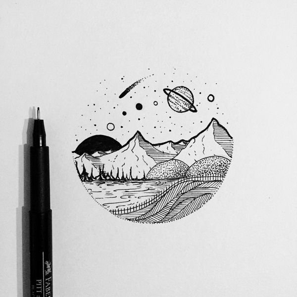 Рисунки черныойручкой