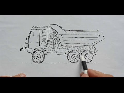 КАМАЗ сбоку рисунок карандашом