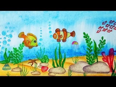 Рисование для детей рыбки в аквариуме